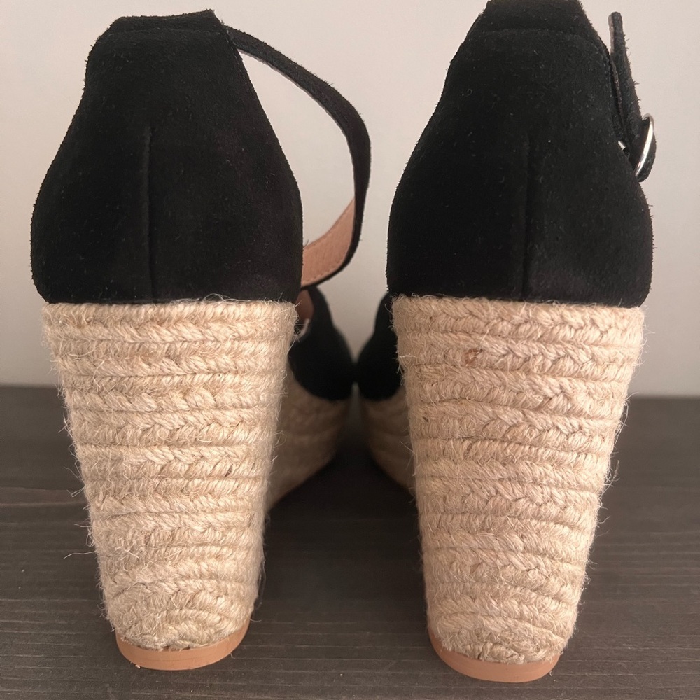 Torrid 8.5 W Wide Sexy Black Platform Espadrille Suede Wedge 4" Heel Shoes - Picture 2 of 6